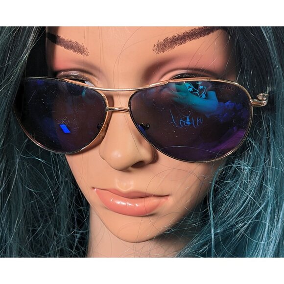 Cole Haan C669 Silver Tone And Tortoise Blue Mirror Aviator Sunglasses main image 9